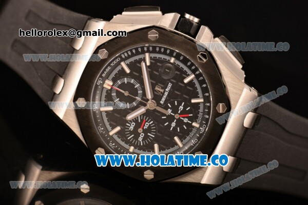 Audemars Piguet Royal Oak Offshore Chrono Clone AP Calibre 3126 Automatic Steel Case with Black Dial and White Stick Markers (EF) - Click Image to Close